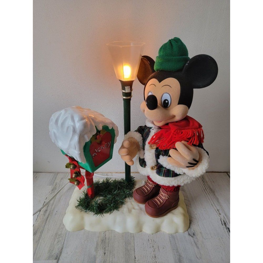 Telco 1995 Mickey Mouse animated‎ mailbox Xmas decor motionette